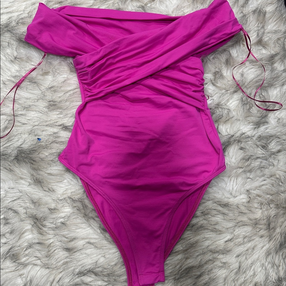 Zara Vibrant Fuchsia Off-Shoulder Bodysuit Women’s Size Small